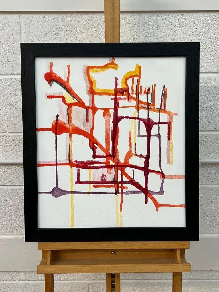 Angela Wakefield, Early Abstract Art Purple Orange & Yellow on White Background by British Artist, 2 - 6