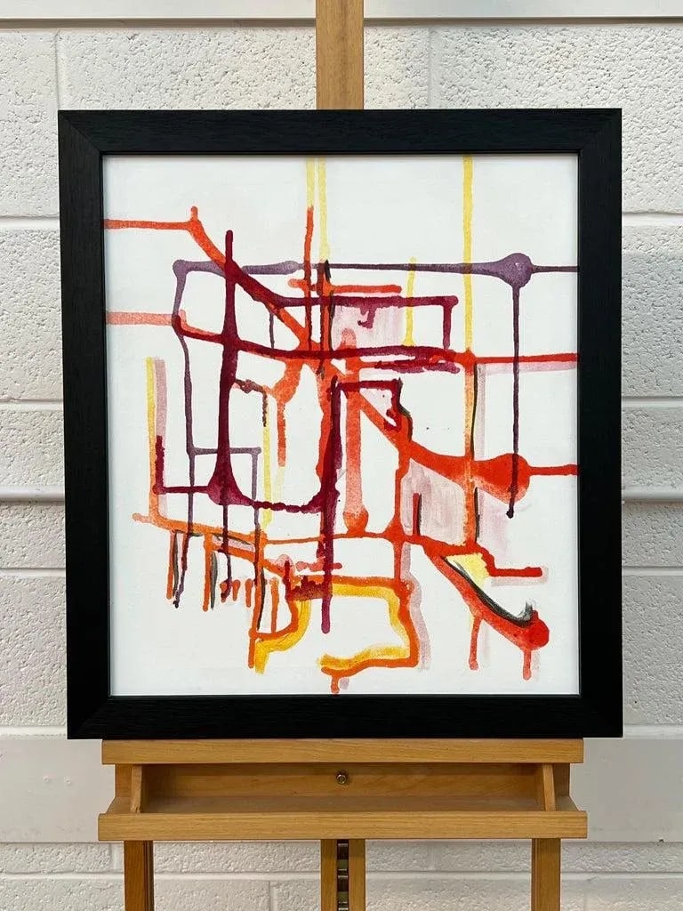 Angela Wakefield, Early Abstract Art Purple Orange & Yellow on White Background by British Artist, 2 - 8