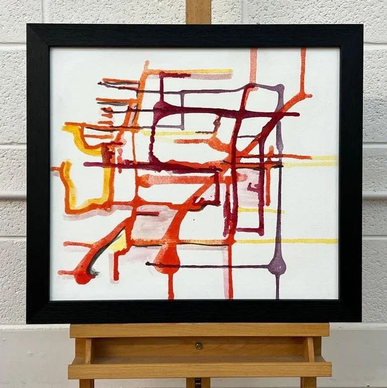 Angela Wakefield, Early Abstract Art Purple Orange & Yellow on White Background by British Artist, 2 - 9