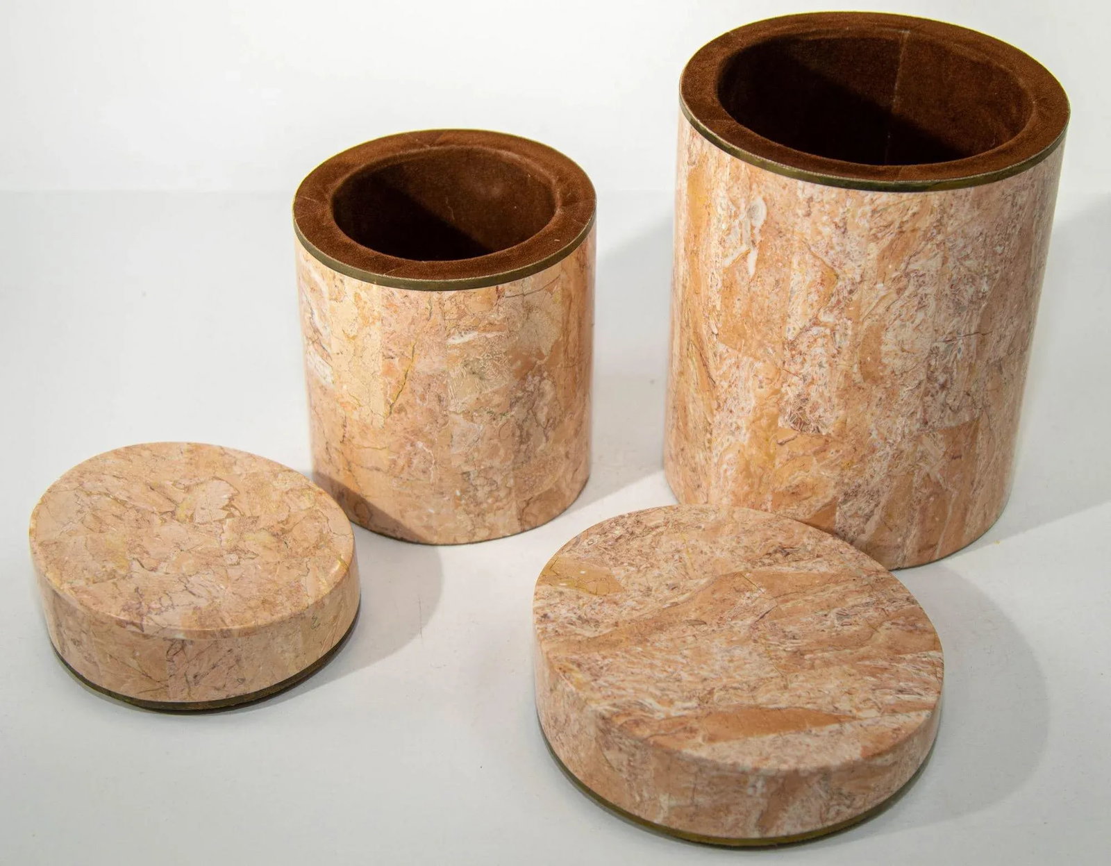 Maitland Smith Vintage Tessellated Stone Travertine Boxes 1970's Set of Two - 6