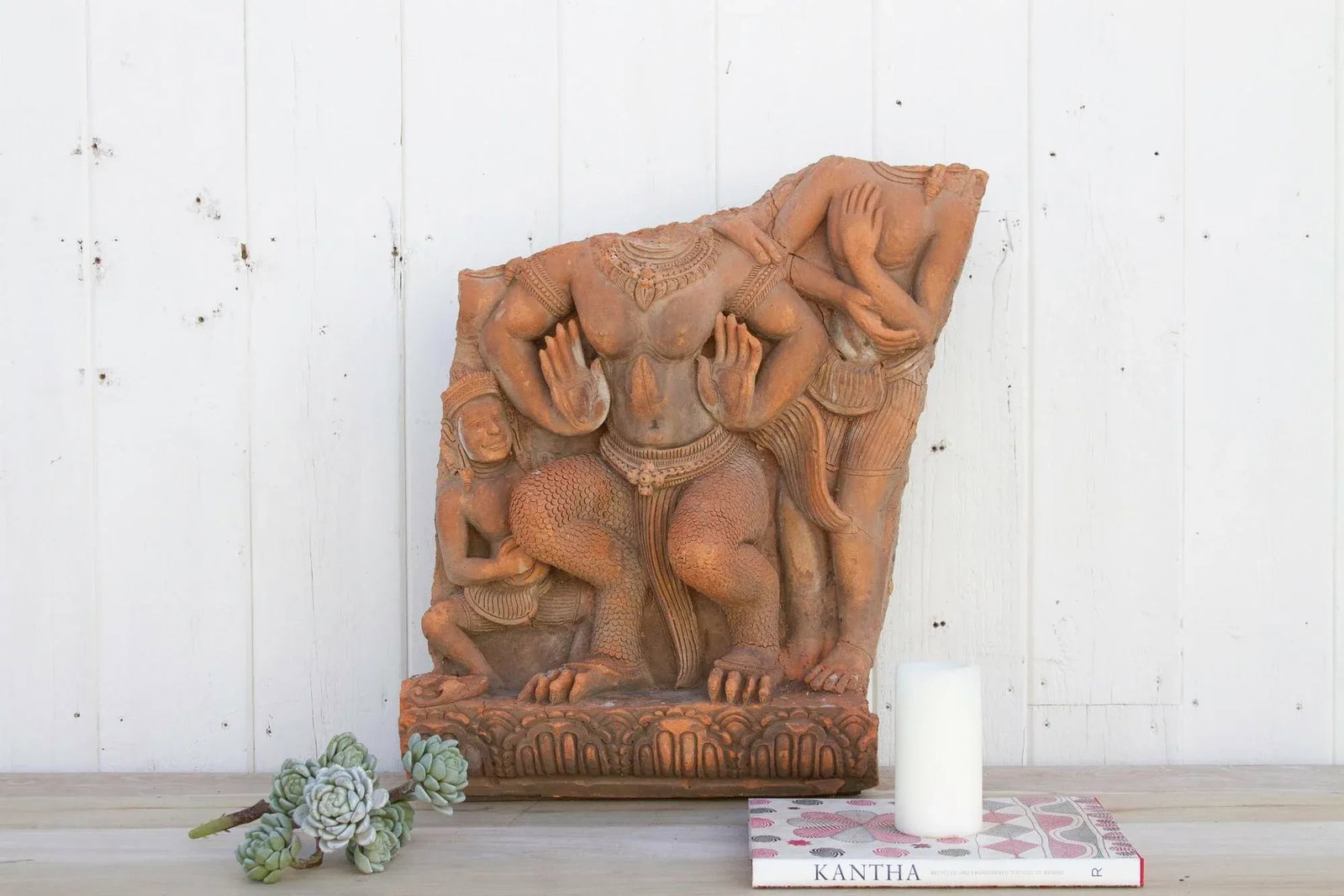 Large Antique Thai Terracotta Mythical Statue - 2