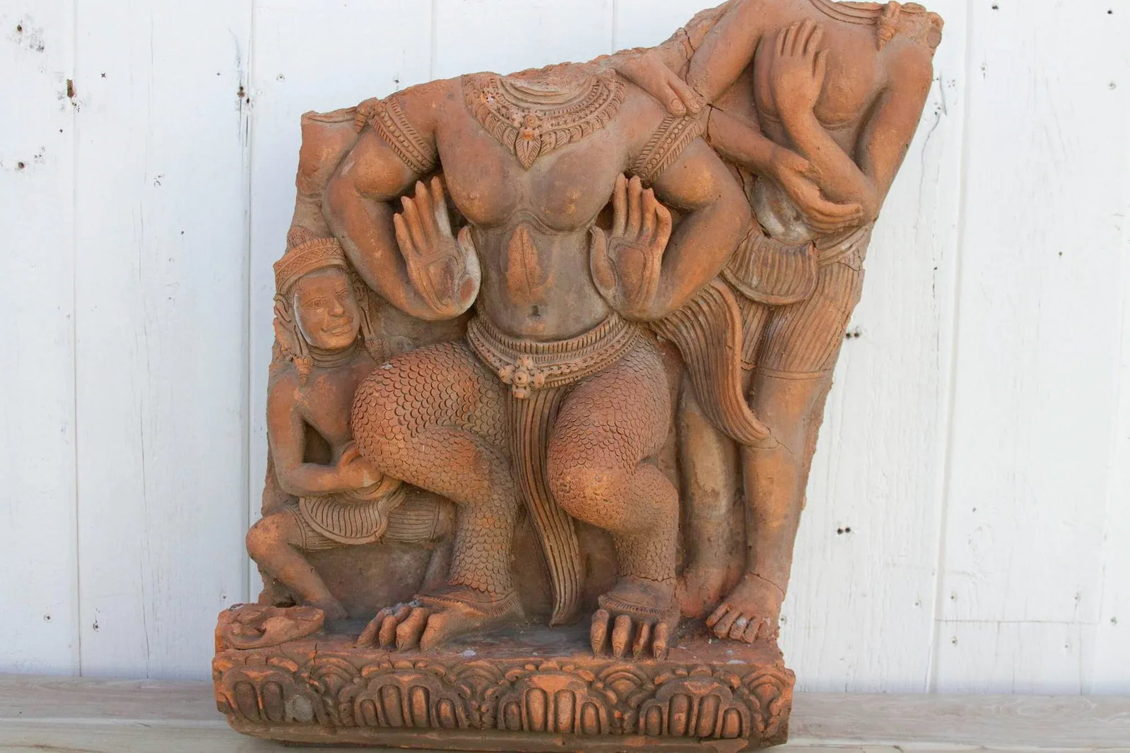 Large Antique Thai Terracotta Mythical Statue - 5