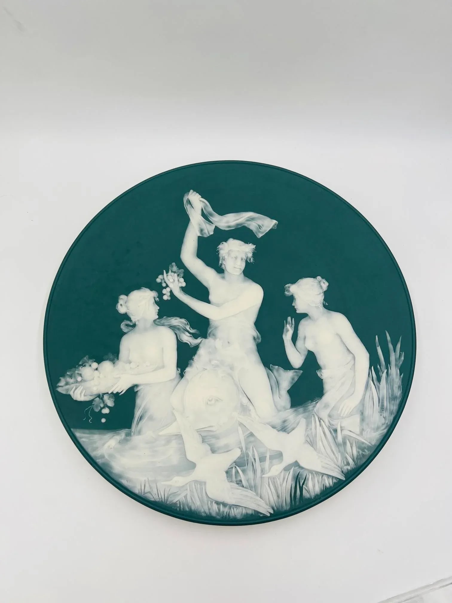 Jean Baptist Stahl Pate-Sur-Pate Neoclassical Phanolith Charger Bacchanalian 21" - 10