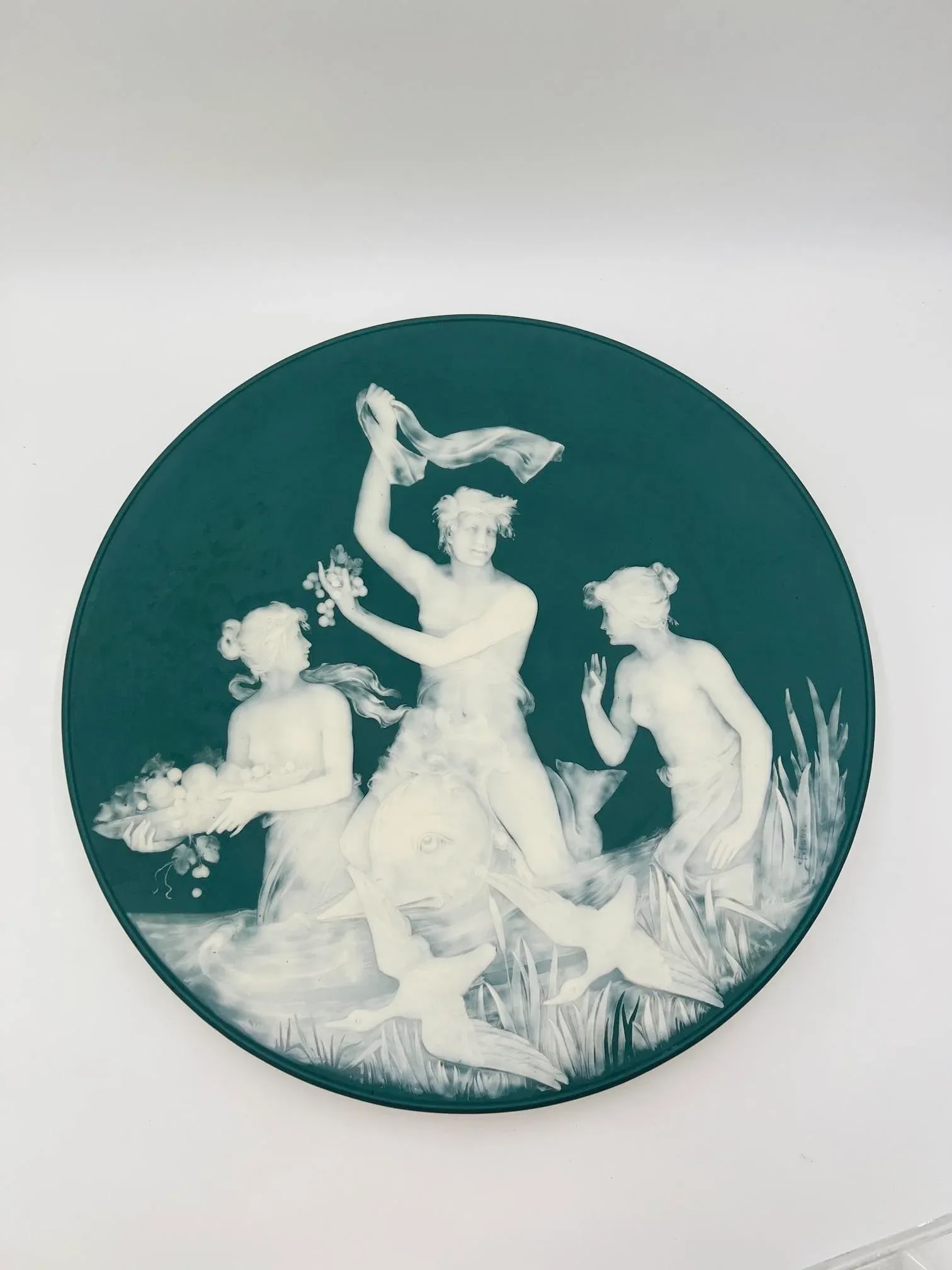 Jean Baptist Stahl Pate-Sur-Pate Neoclassical Phanolith Charger Bacchanalian 21" - 9