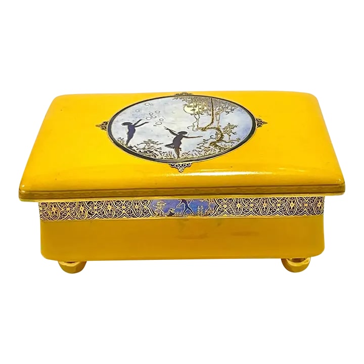 Early 20th Century Art Deco Carltonware Luster Moonlight Frolicking Pixie Table Box, for Dunhill (1 of 13)