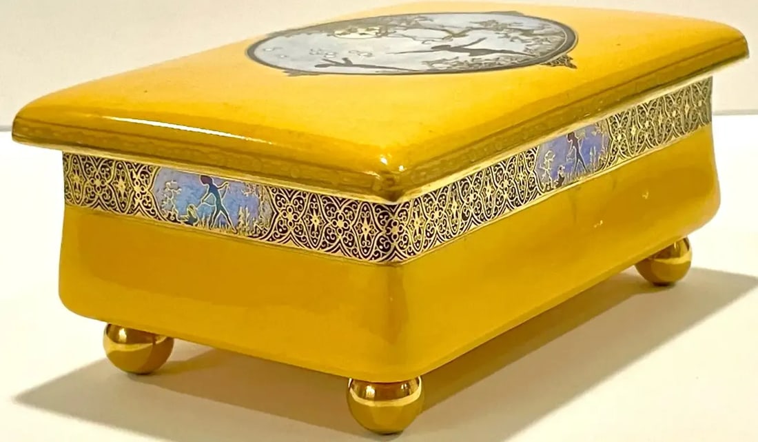 Early 20th Century Art Deco Carltonware Luster Moonlight Frolicking Pixie Table Box, for Dunhill - 2