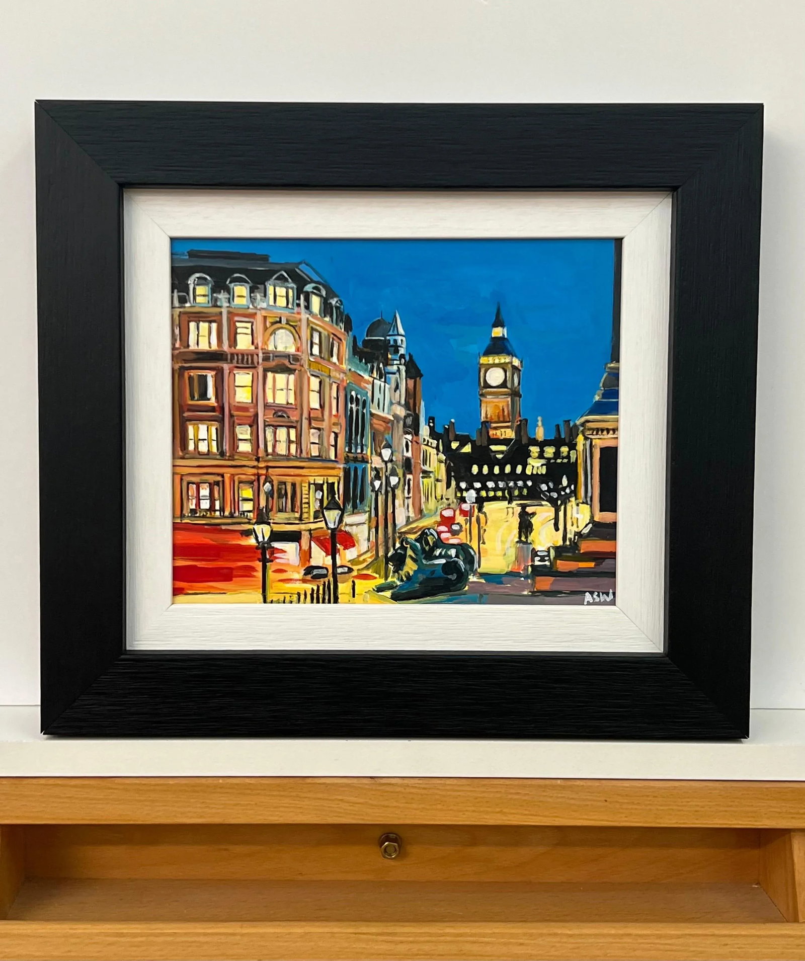 Original Painting of Big Ben From Trafalgar Square in London a Miniature Study by Contemporary Artis - 6