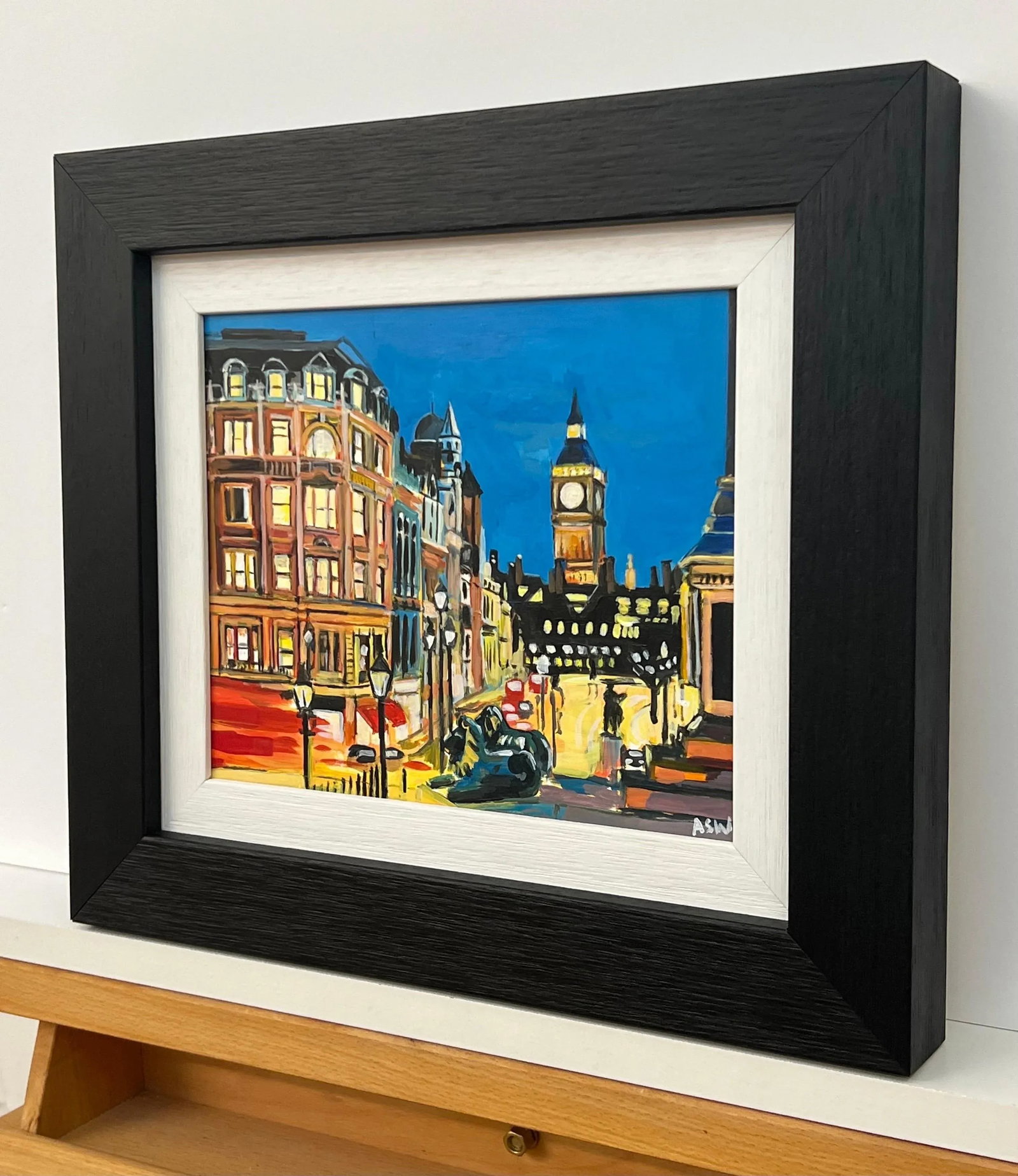 Original Painting of Big Ben From Trafalgar Square in London a Miniature Study by Contemporary Artis - 7