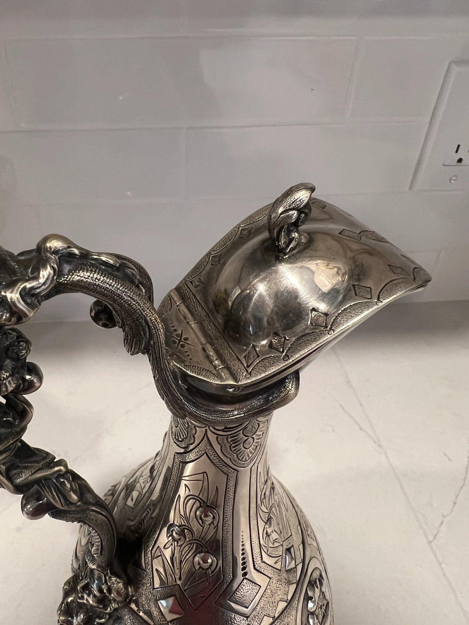 American Coin Silver Balmain Regatta "Gardiner Cup" Ewer Circa 1875 - 9