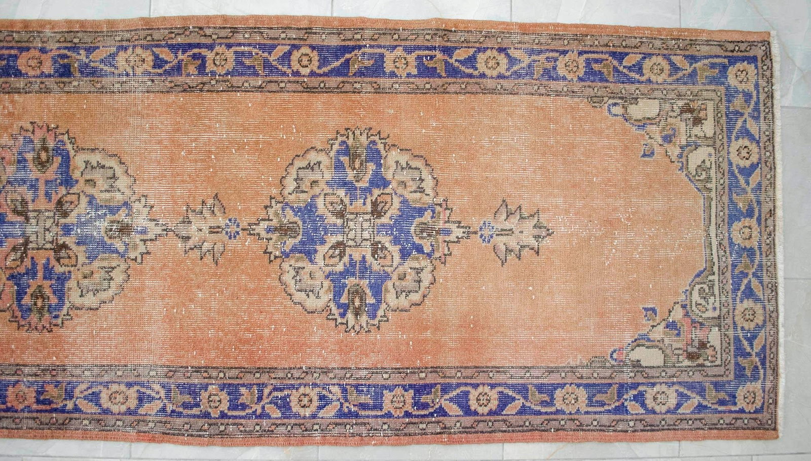 Hand-Knotted Turkish Runner Rug Faded Colors Low Pile - 2'12"³ X 10'10"³ - 10