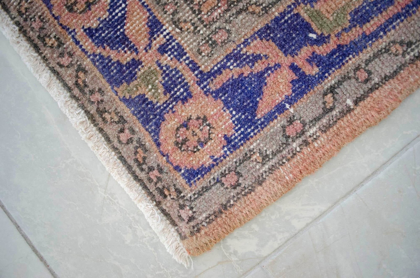 Hand-Knotted Turkish Runner Rug Faded Colors Low Pile - 2'12"³ X 10'10"³ - 12