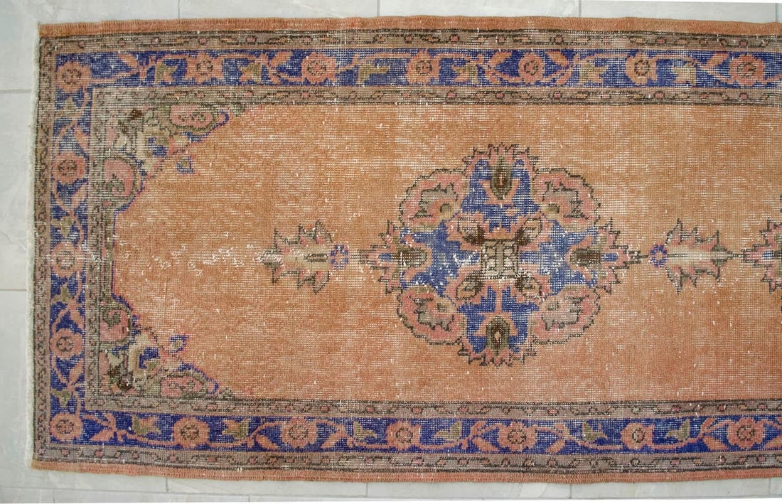 Hand-Knotted Turkish Runner Rug Faded Colors Low Pile - 2'12"³ X 10'10"³ - 9