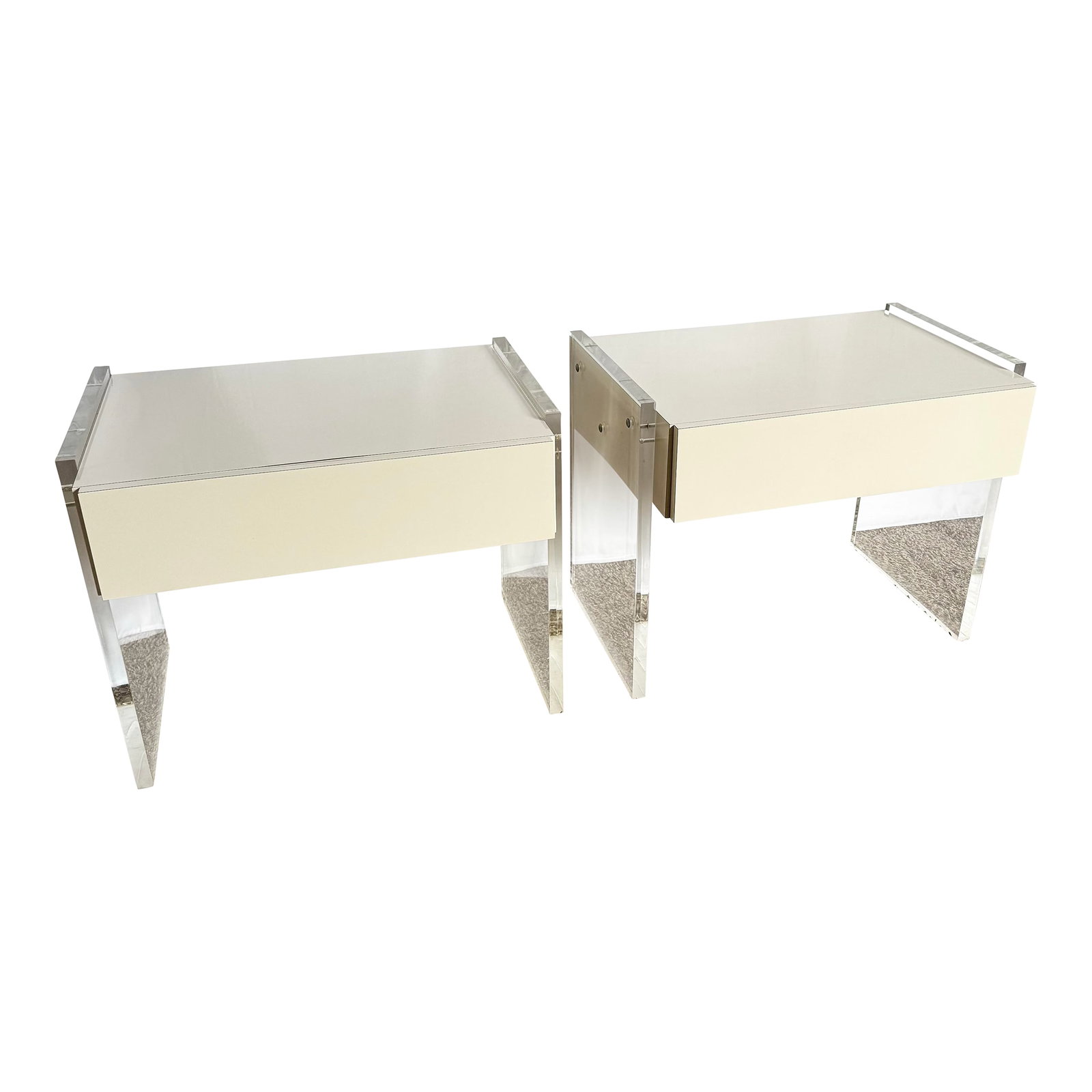 Postmodern White Laminate Lucite Floating Nighstands - A Pair (1 of 9)