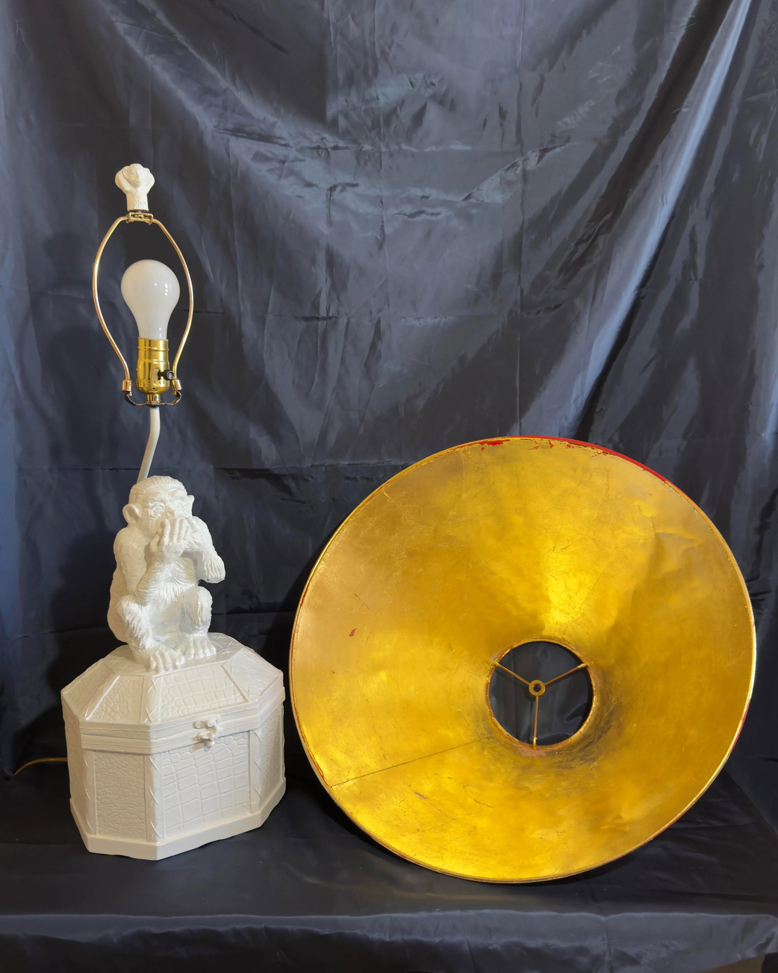 Late 20th Century Palm Beach Regency Vivai Del Sud Style Speak No Evil Monkey Table Lamp - Newly Pai - 11