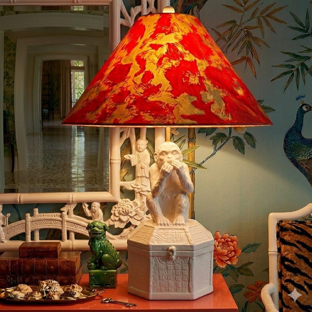 Late 20th Century Palm Beach Regency Vivai Del Sud Style Speak No Evil Monkey Table Lamp - Newly Pai - 2
