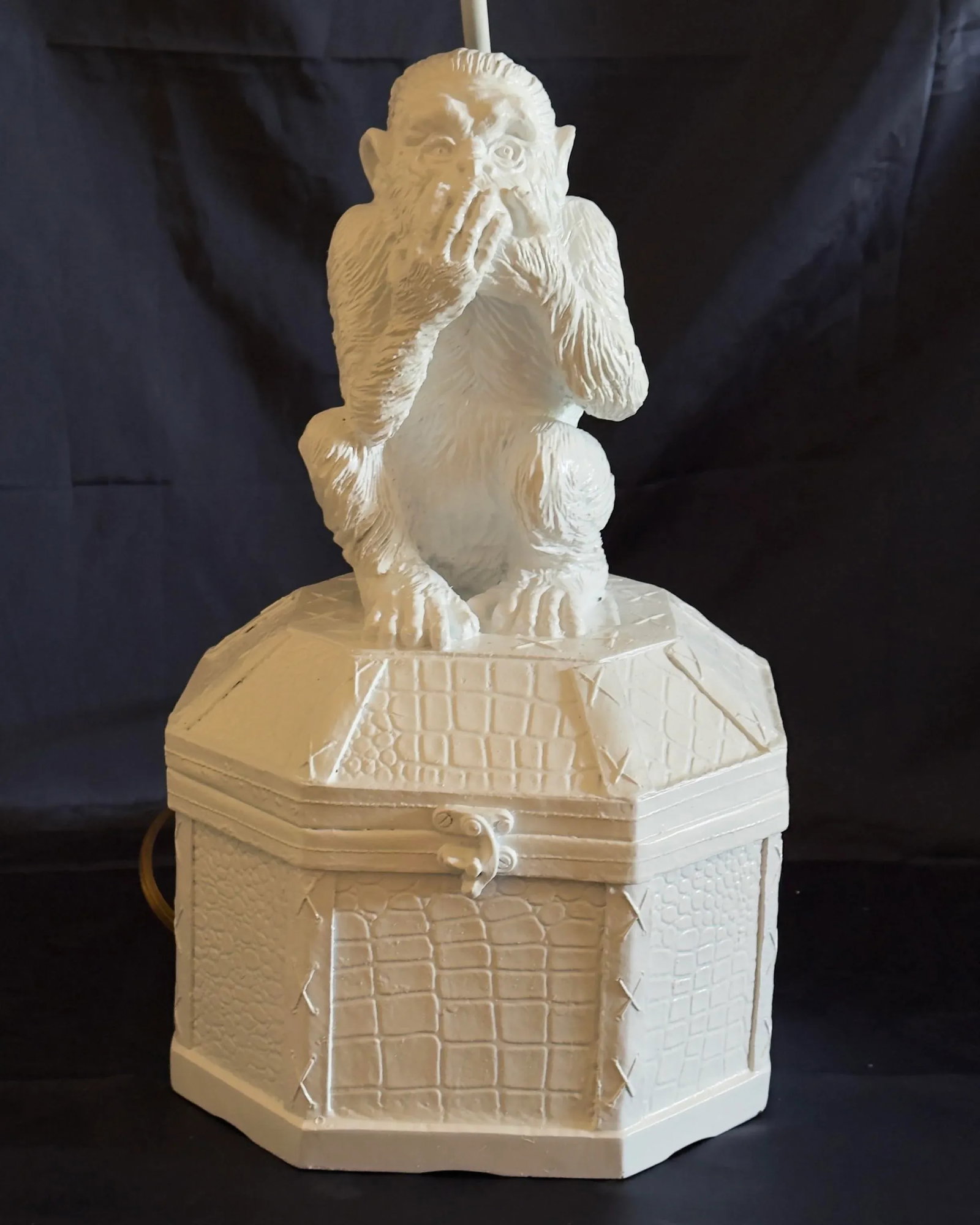 Late 20th Century Palm Beach Regency Vivai Del Sud Style Speak No Evil Monkey Table Lamp - Newly Pai - 4