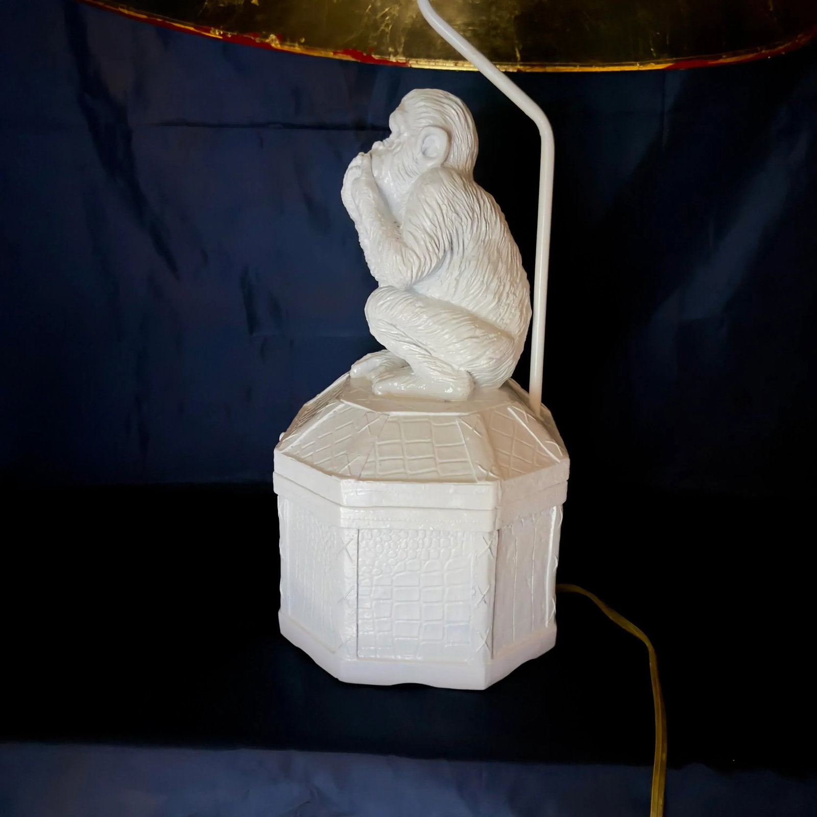 Late 20th Century Palm Beach Regency Vivai Del Sud Style Speak No Evil Monkey Table Lamp - Newly Pai - 7