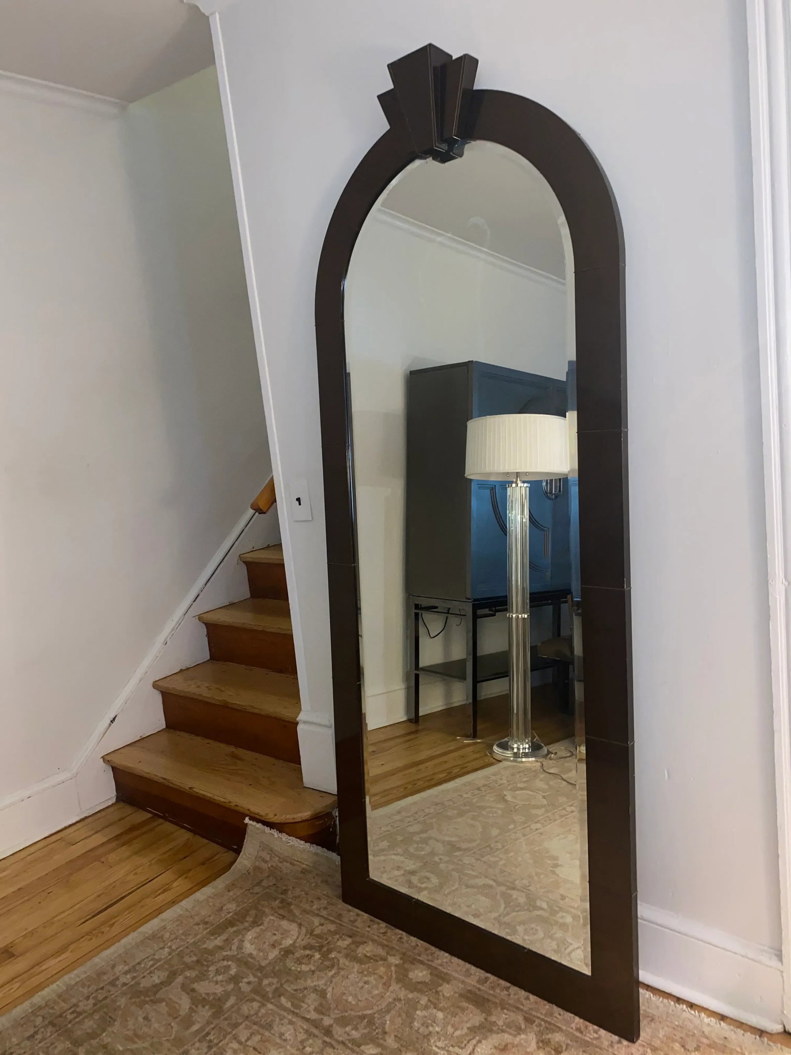Monumental Art Deco Arched Floor or Tall Wall Mirror - 5