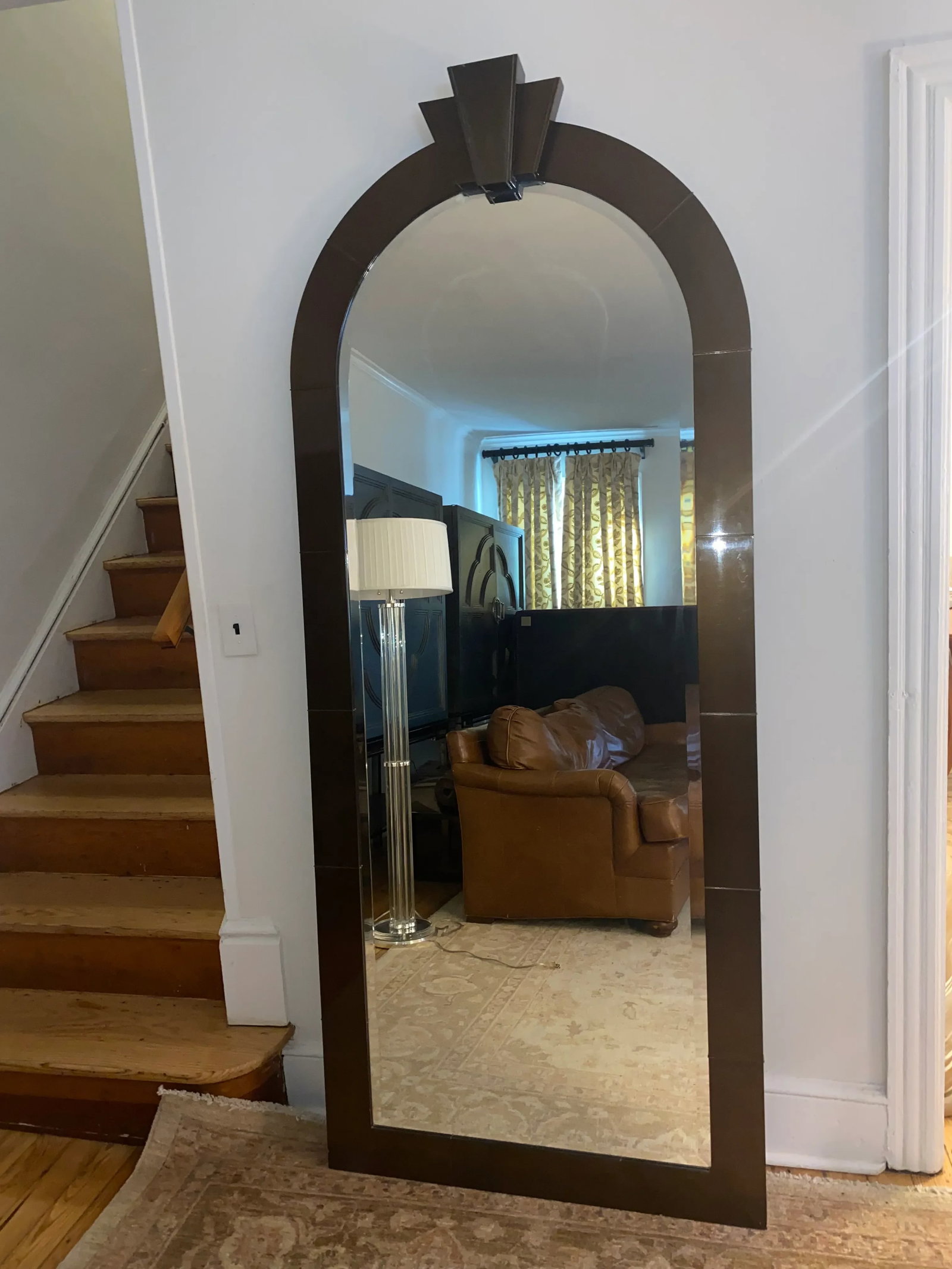 Monumental Art Deco Arched Floor or Tall Wall Mirror - 6