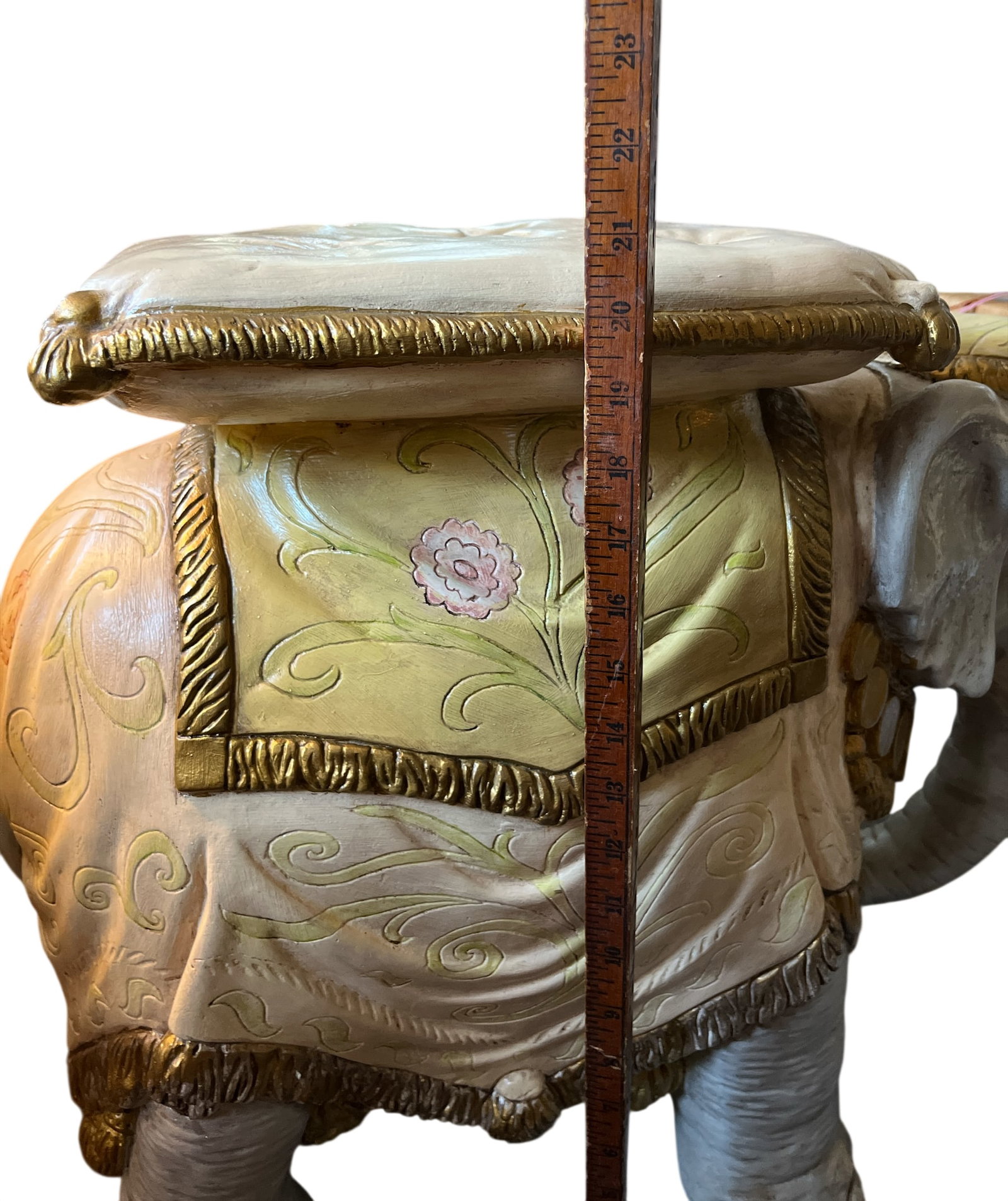 Vintage Hand-Painted Elephant Garden Stool / Side Table - 13
