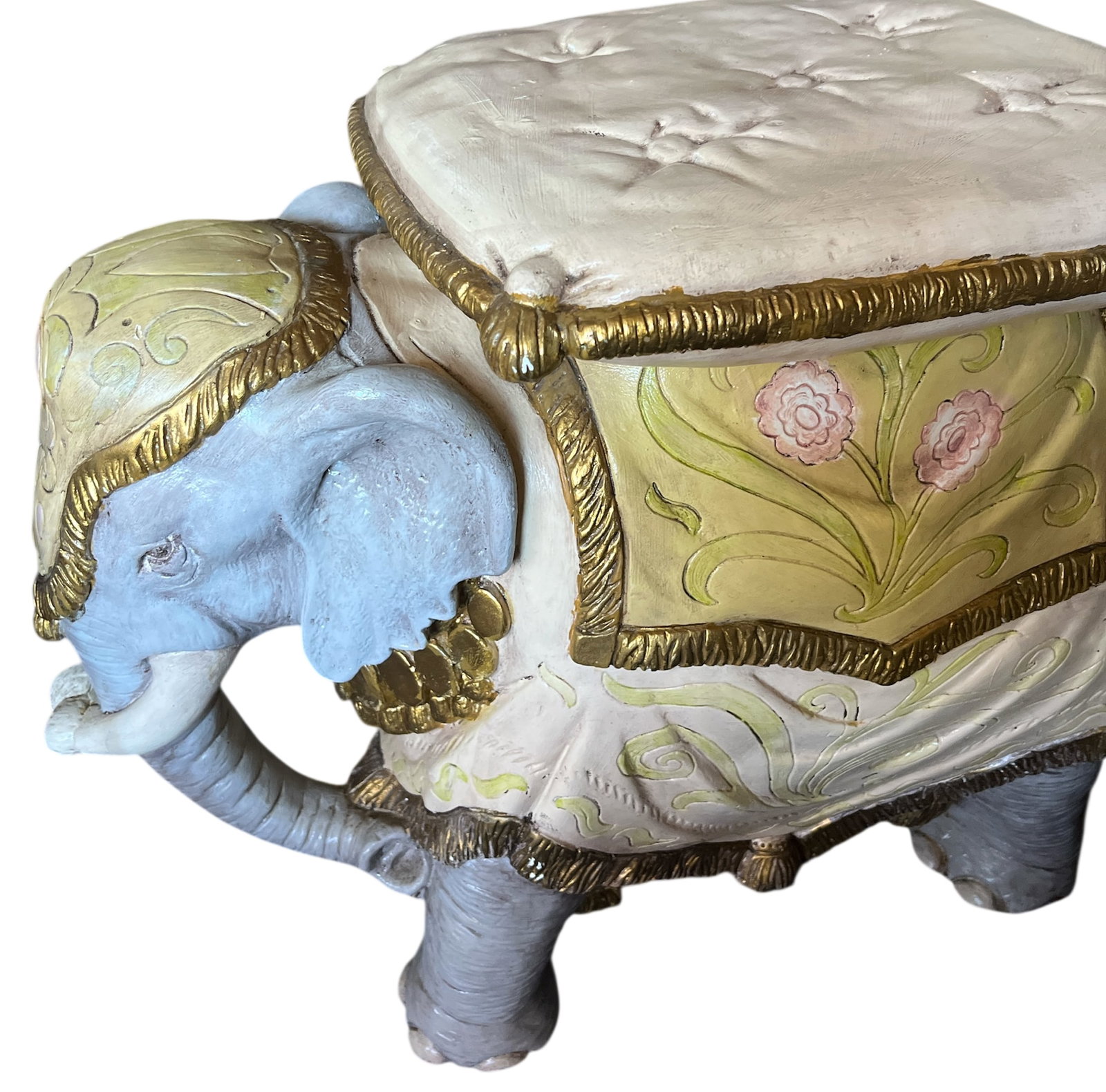 Vintage Hand-Painted Elephant Garden Stool / Side Table - 4