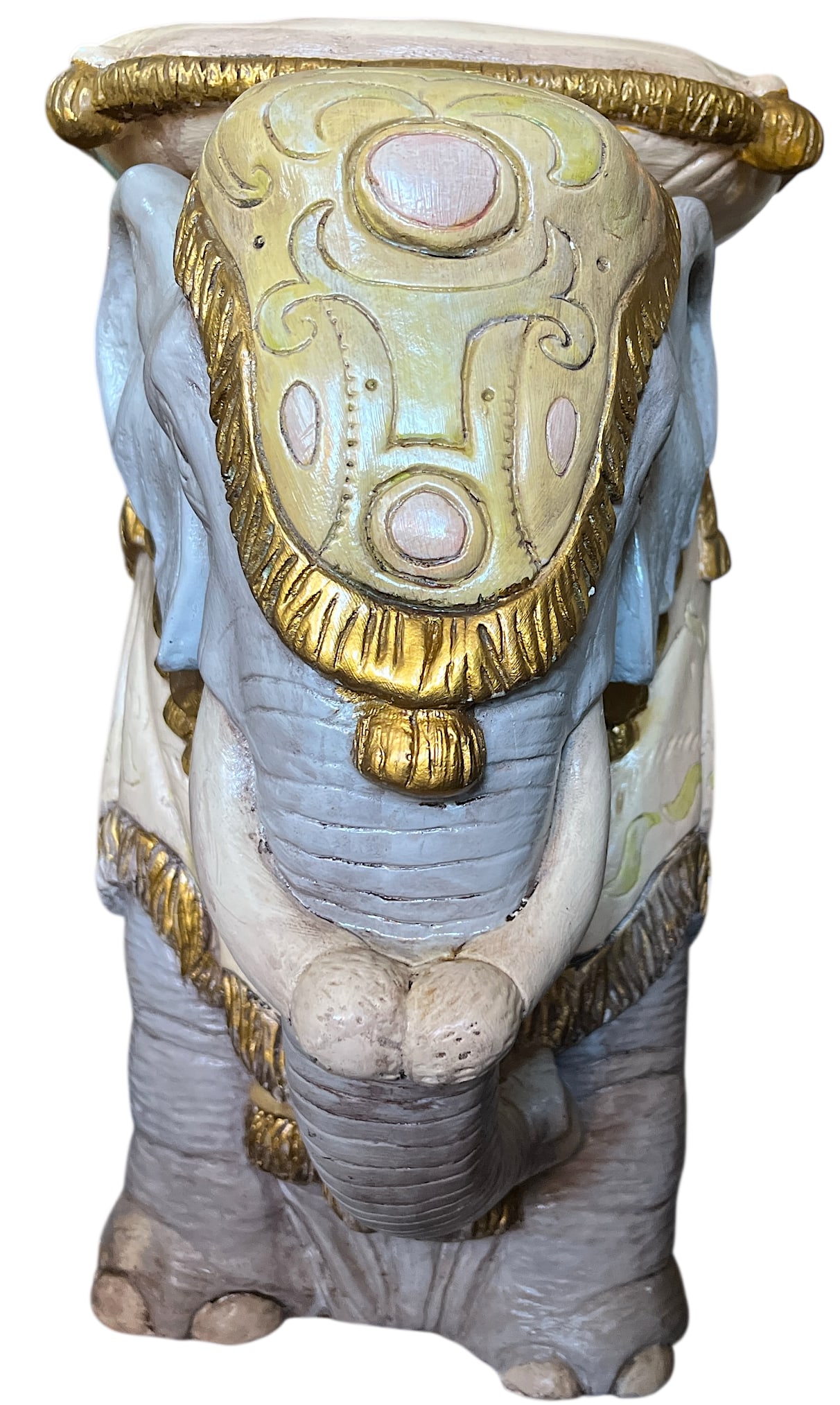Vintage Hand-Painted Elephant Garden Stool / Side Table - 6