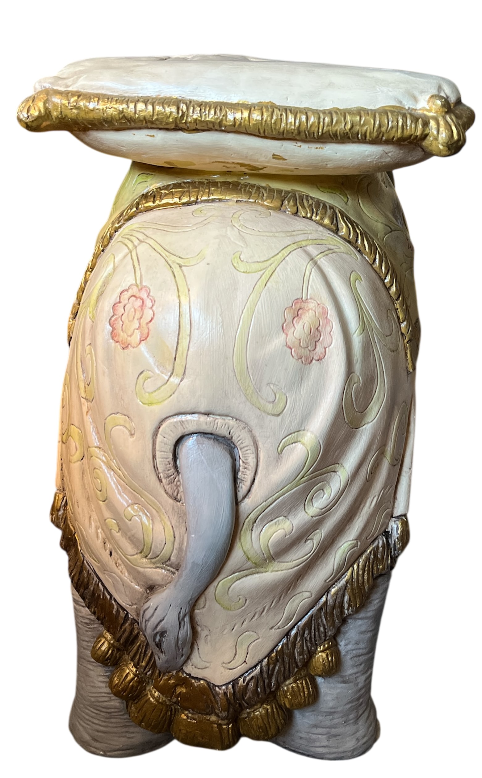 Vintage Hand-Painted Elephant Garden Stool / Side Table - 8
