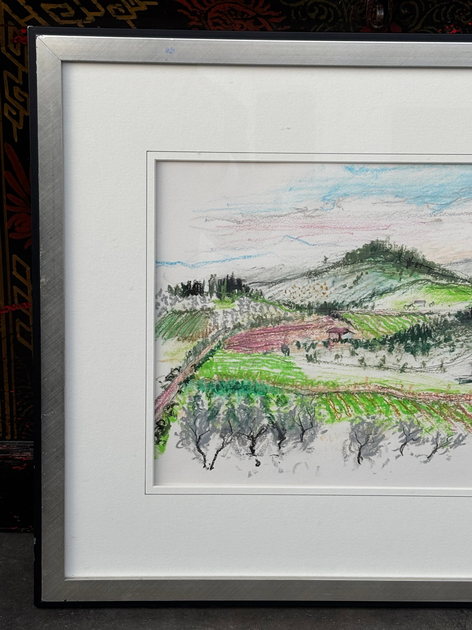 Original Artwork on Paper in Fine Gallery-Style Presentation, Tuscany, 1987, American Listed Artist, - 5