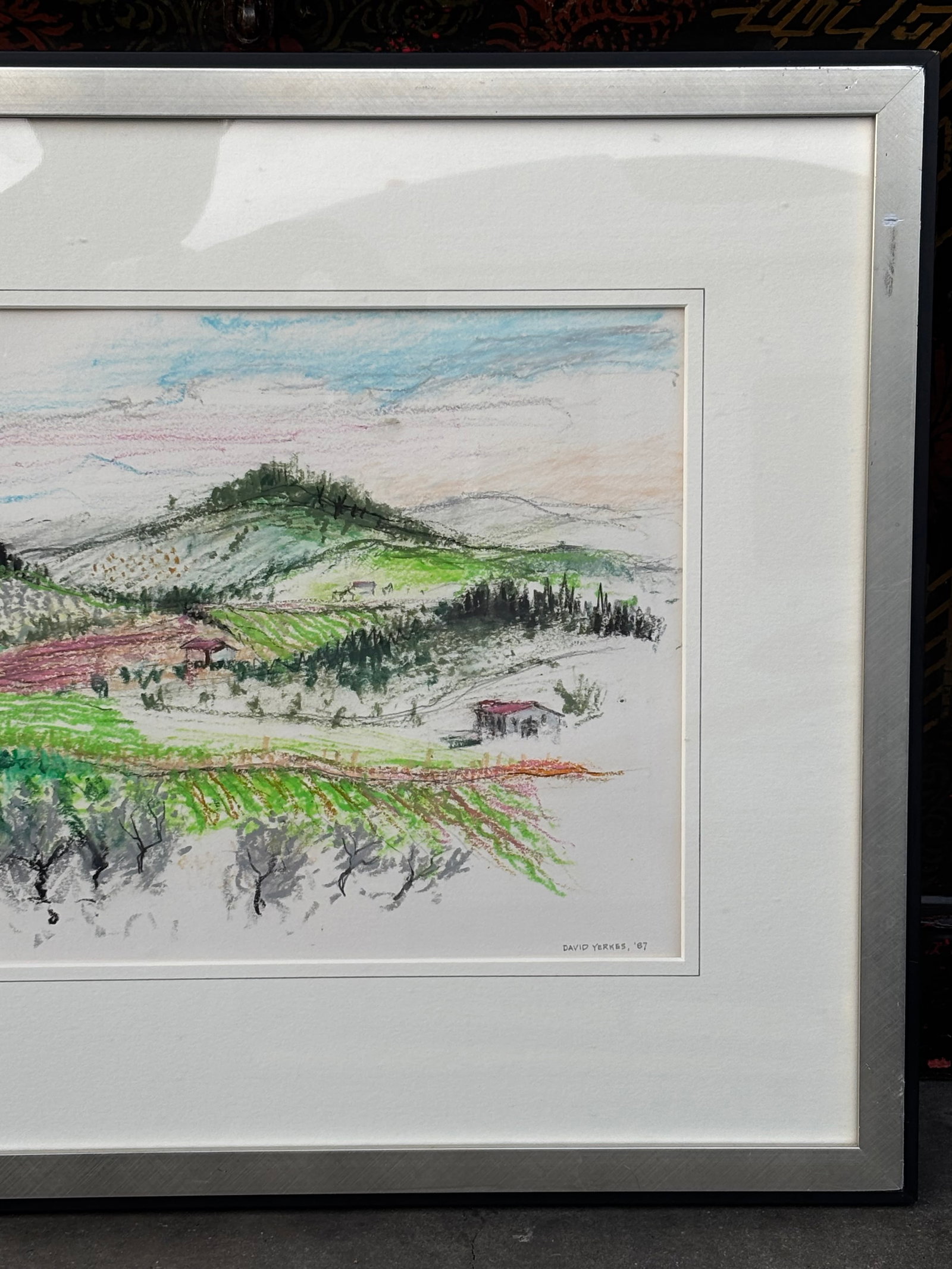 Original Artwork on Paper in Fine Gallery-Style Presentation, Tuscany, 1987, American Listed Artist, - 7