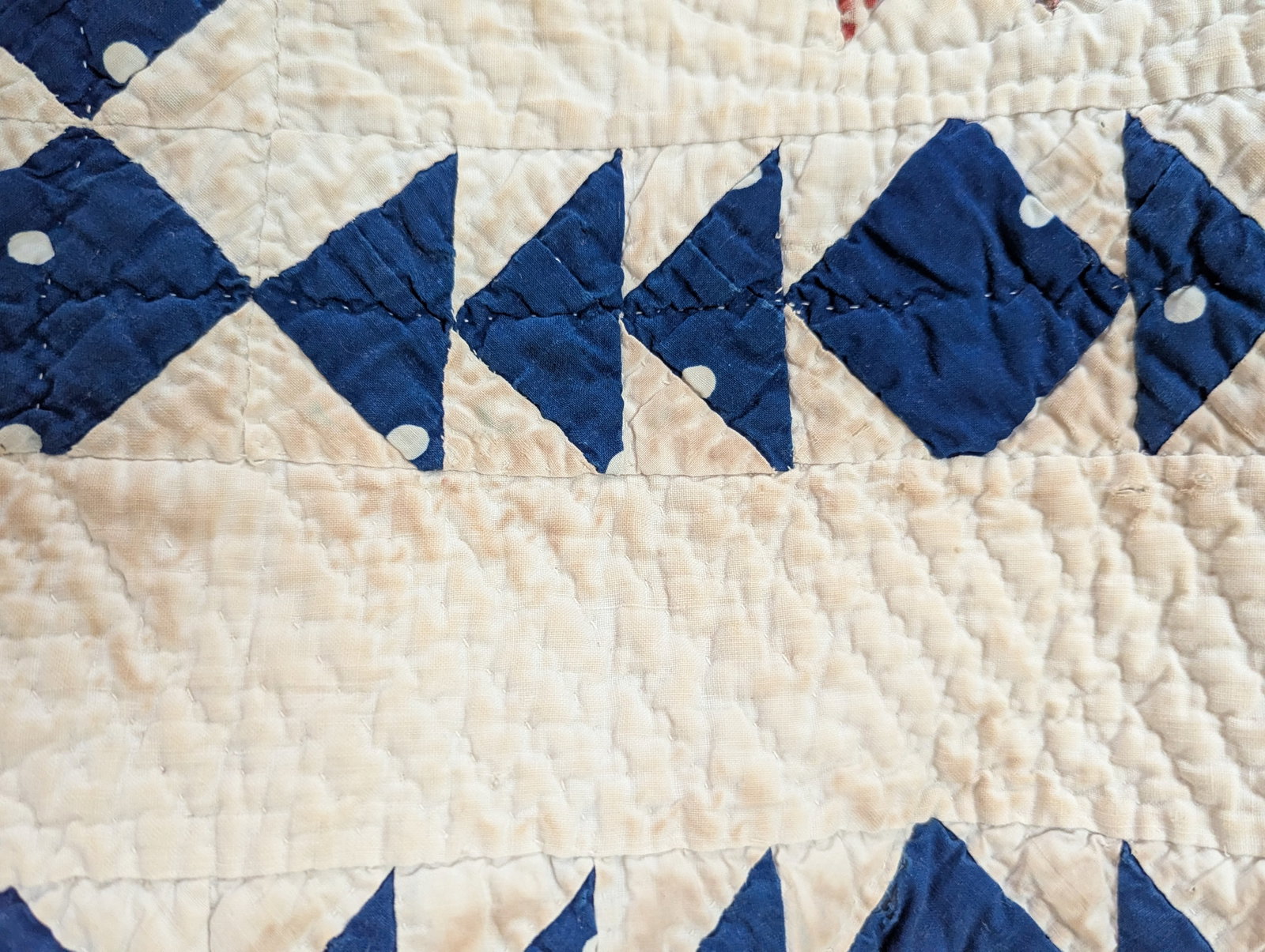 Antique Late 1800s Quilt of Mariner's Compass Pattern -Exceptionally Large Size for the Time - 10
