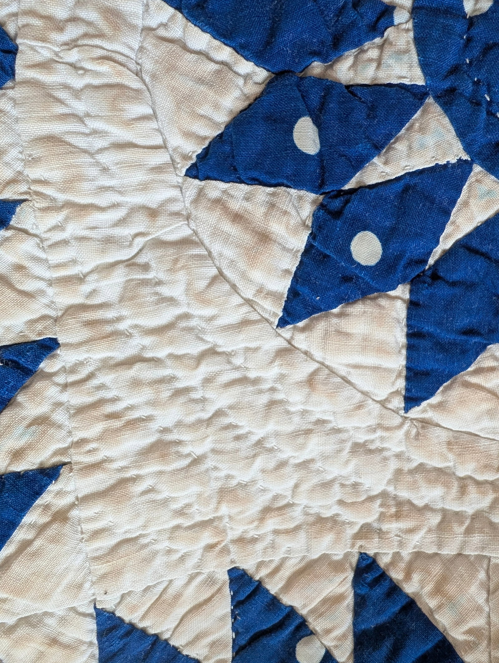 Antique Late 1800s Quilt of Mariner's Compass Pattern -Exceptionally Large Size for the Time - 18