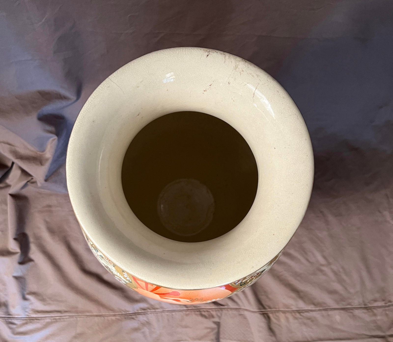 Antique Japanese Meiji Period Satsuma Floor Vase on Stand, Hand Painted Bird Panels, 21" - 9