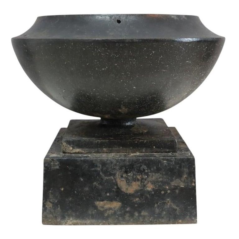 Antique Fiske School Cast Iron Garden Urn C1900 - 4
