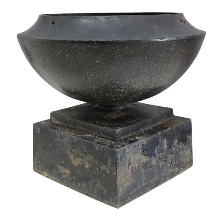 Antique Fiske School Cast Iron Garden Urn C1900 - 6
