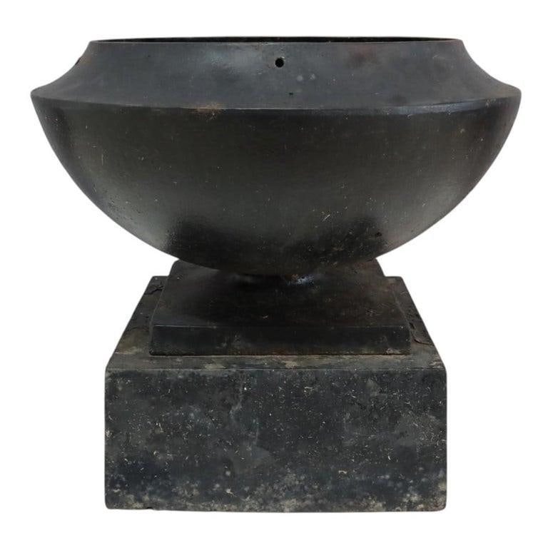 Antique Fiske School Cast Iron Garden Urn C1900 - 7