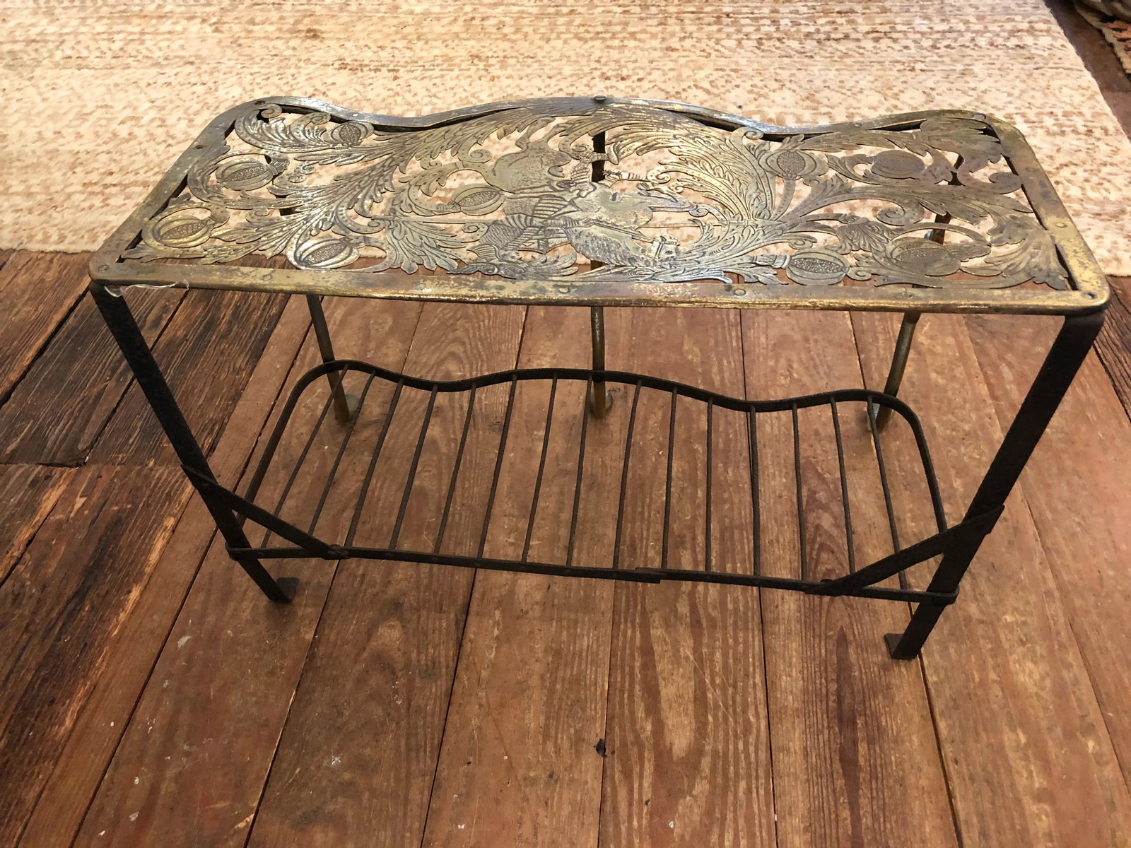 Antique 19th Century Engraved and Intricately Cut Brass Trivet - 7