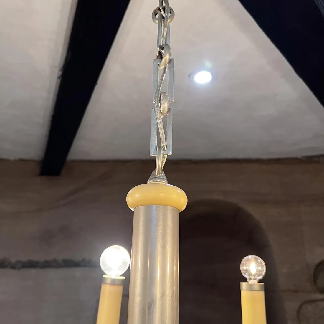 1940s Art Deco Chandelier, Eight Arm, Bakelite & Chrome, 34x31 Inches - 6