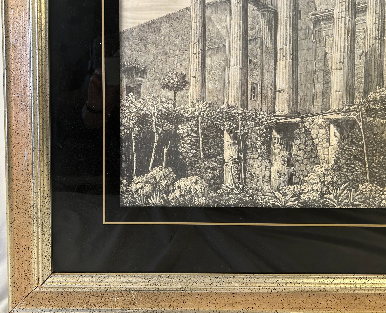 Giovanni Piranesi's "The Temple of Hercules" Engraving, Framed - 4