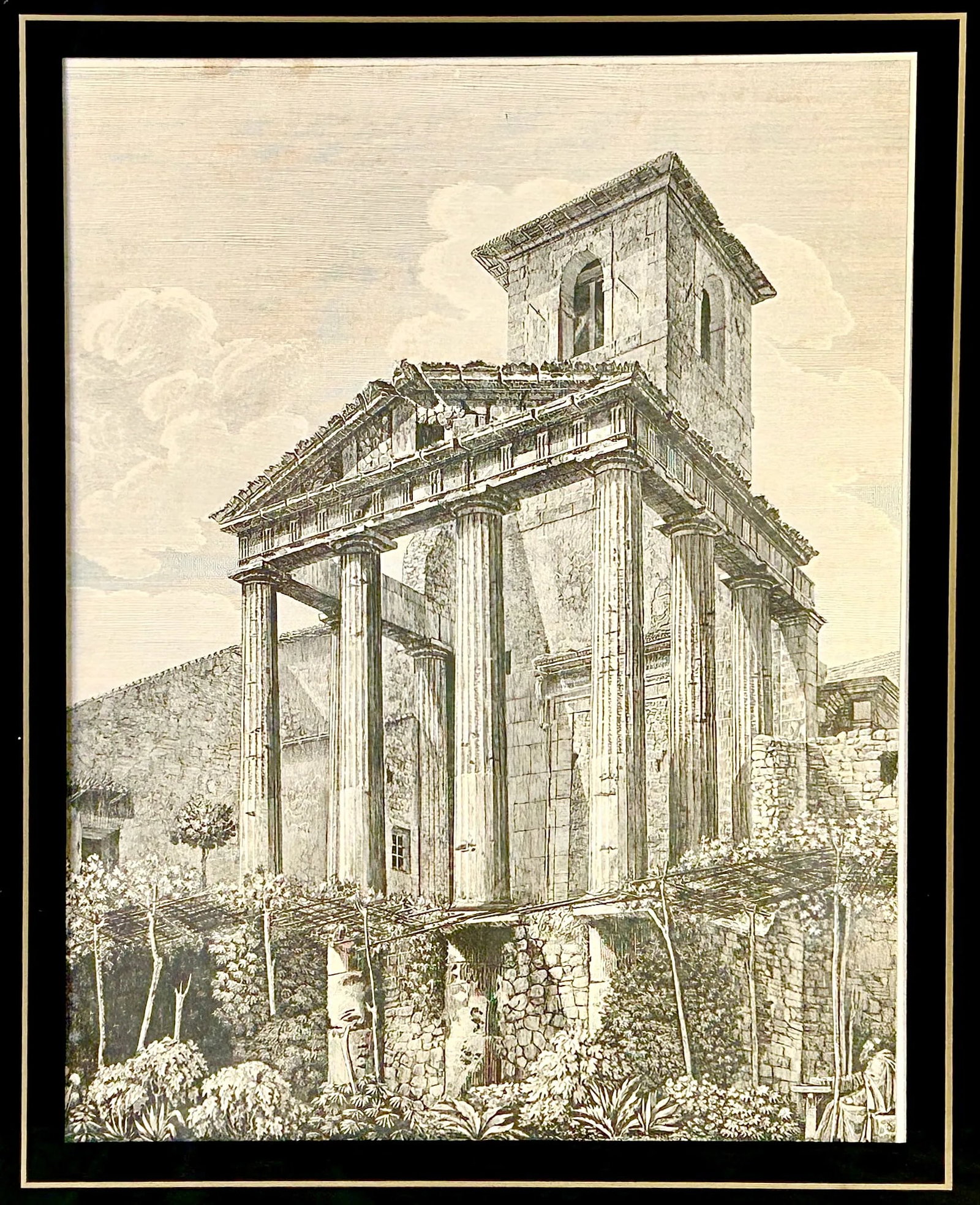 Giovanni Piranesi's "The Temple of Hercules" Engraving, Framed - 6