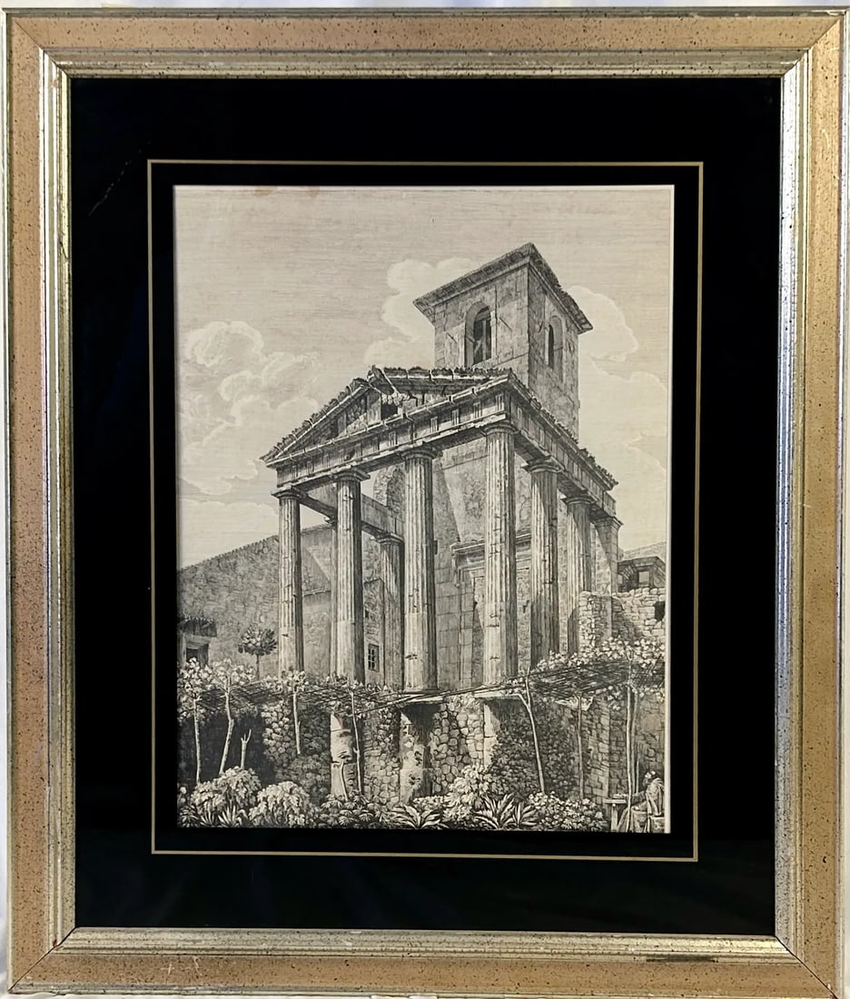 Giovanni Piranesi's "The Temple of Hercules" Engraving, Framed - 8