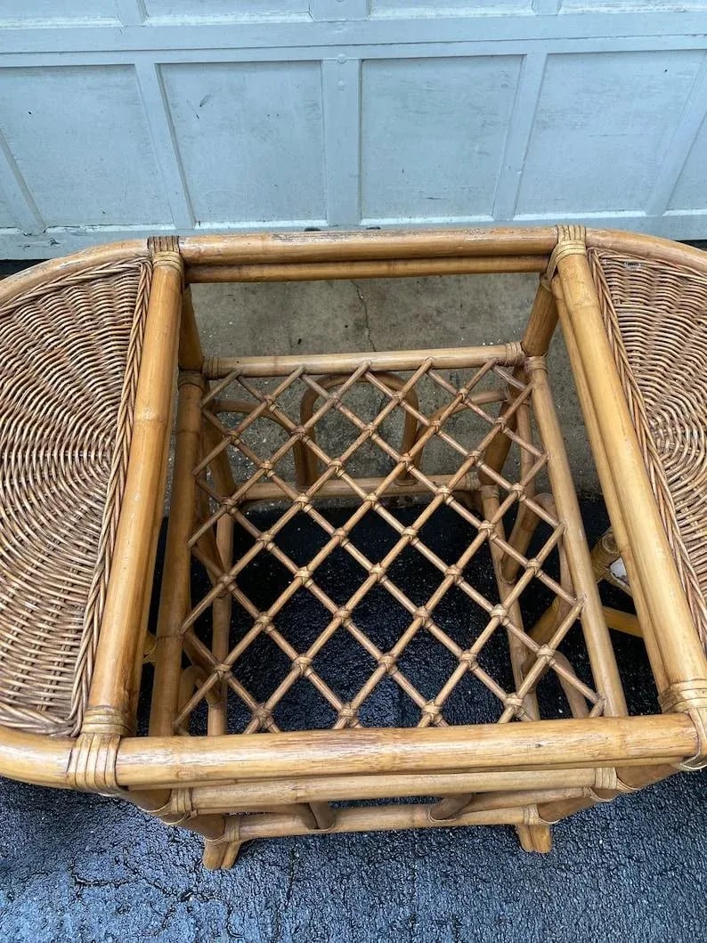 1970s Vintage Mid Century Bamboo Bistro Table Set - 3 Pieces - 5