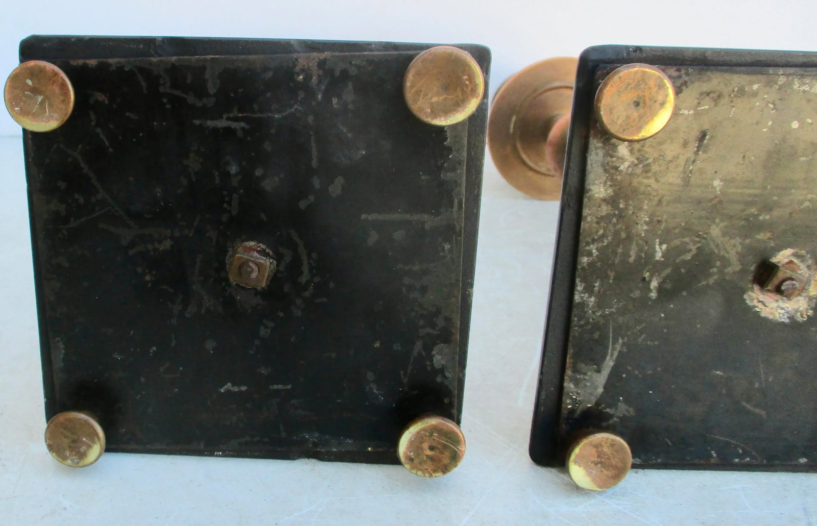 Antique Russian Bronze and Black Marble Candlesticks -A Pair of 2 - 8