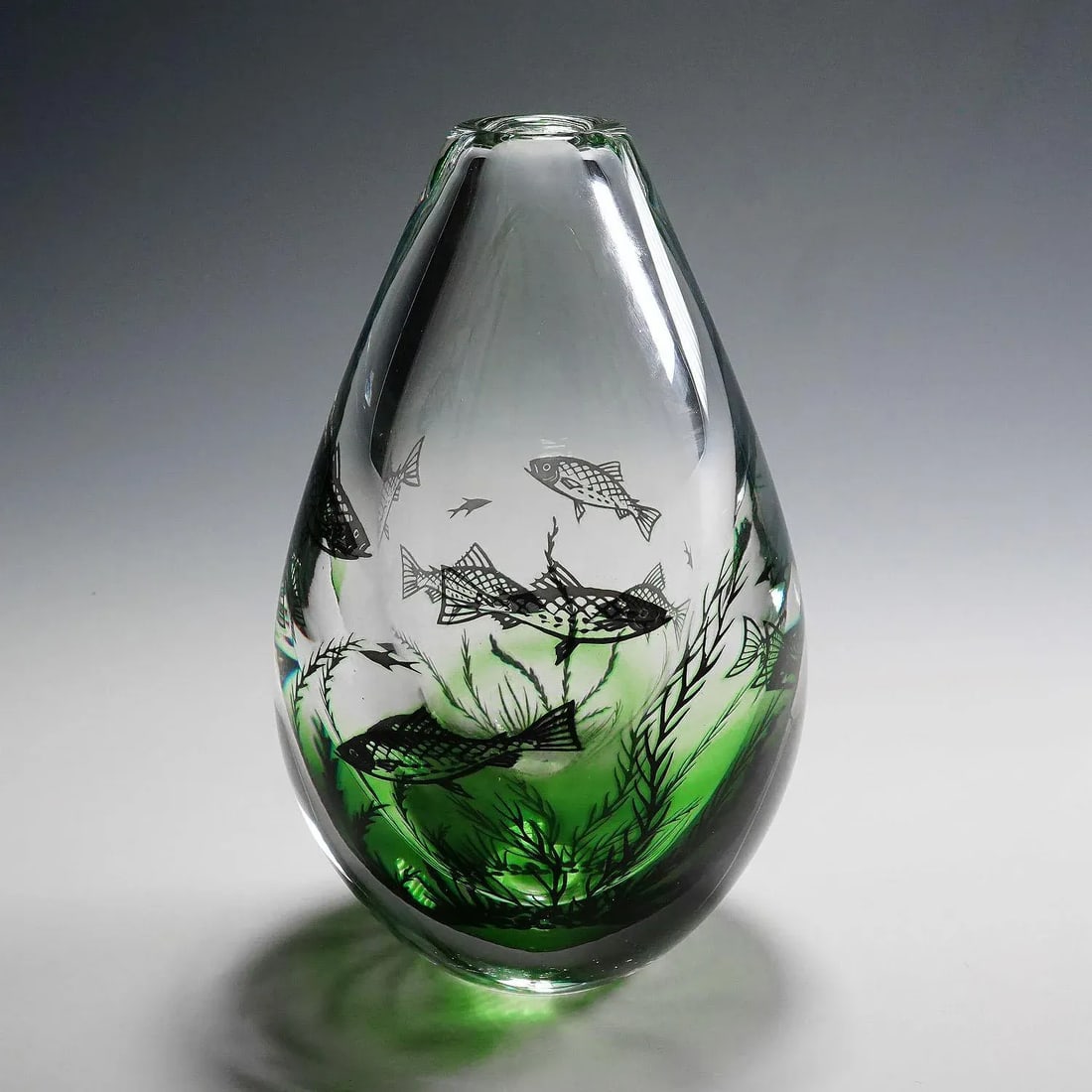 Fish Graal Vase by Edward Hald for Orrefors, Sweden Ca. 1980s - 2