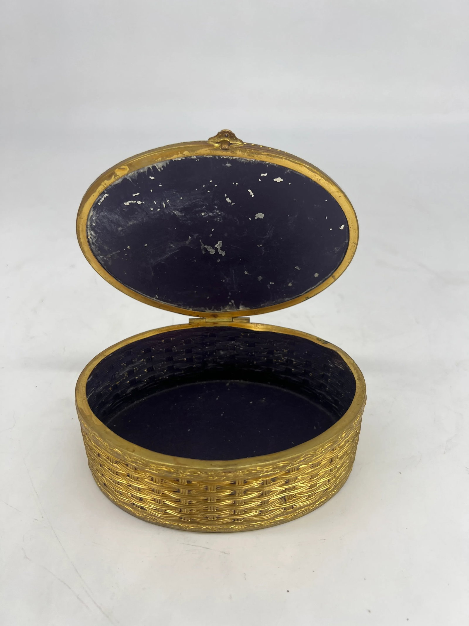 Antique Continental Basalt & Brass Basketweave Box - Possibly Wedgwood - 8