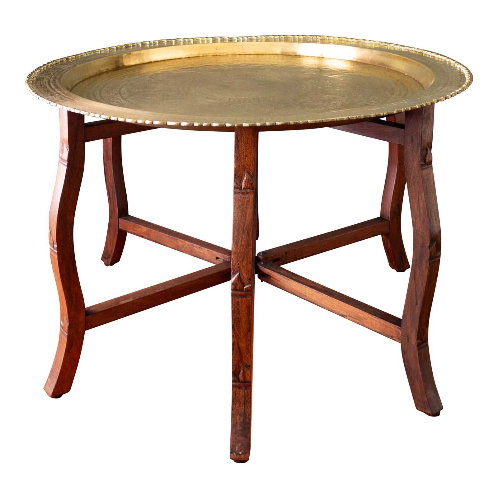 Large Round Brass and Rosewood Tray Table | Coffee Table (1 of 10)