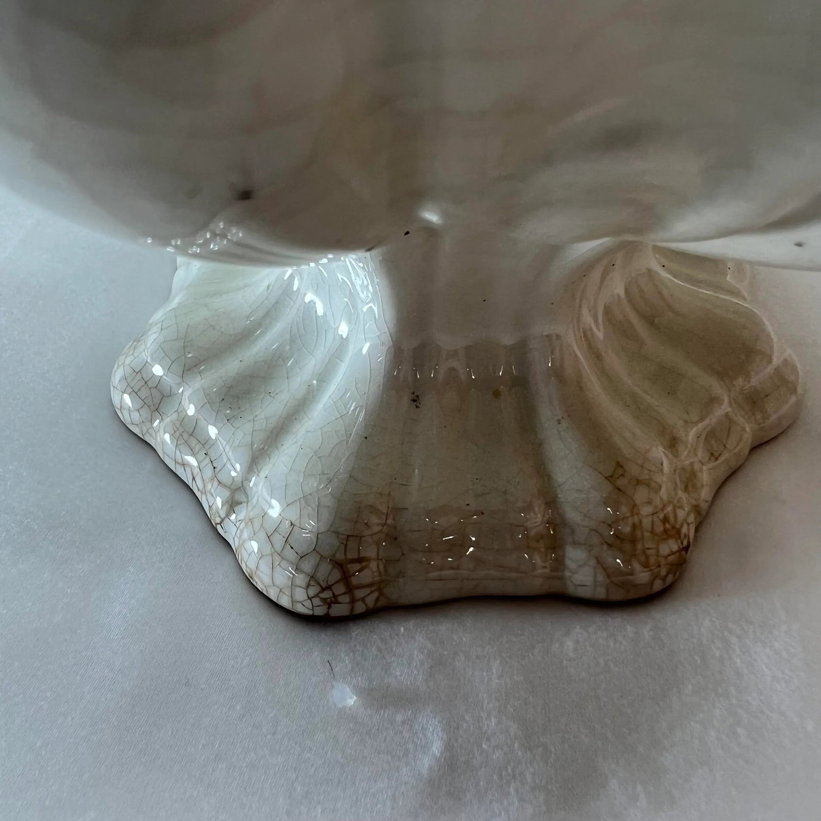 Mid Century White Ironstone Monteith Style Center Bowl by Secla Portugal - 7