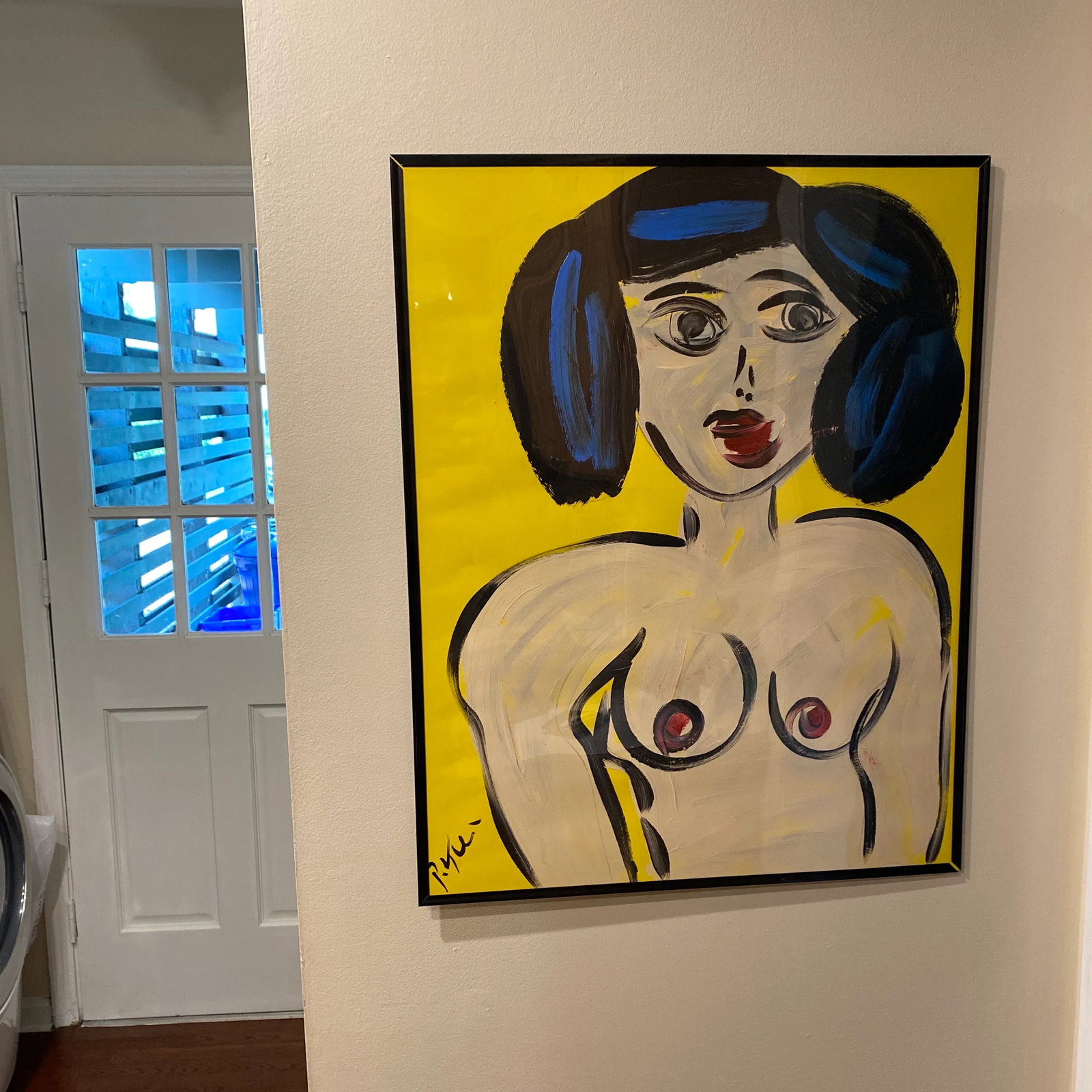 Pair of Peter Keil Original Yellow Abstract Portrait Paintings - 3