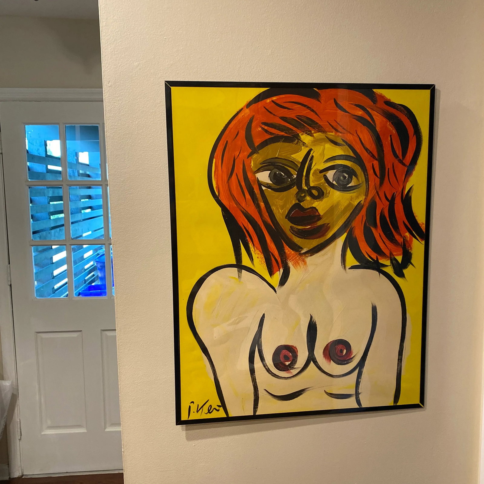 Pair of Peter Keil Original Yellow Abstract Portrait Paintings - 4