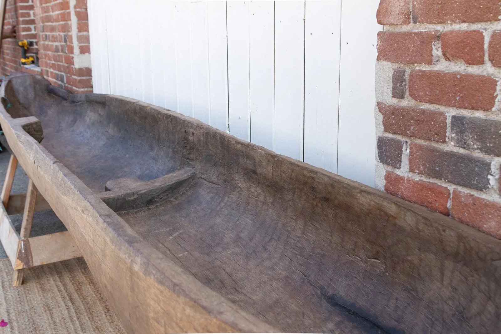 200" Long Antique Primitive Wooden Canoe - 6