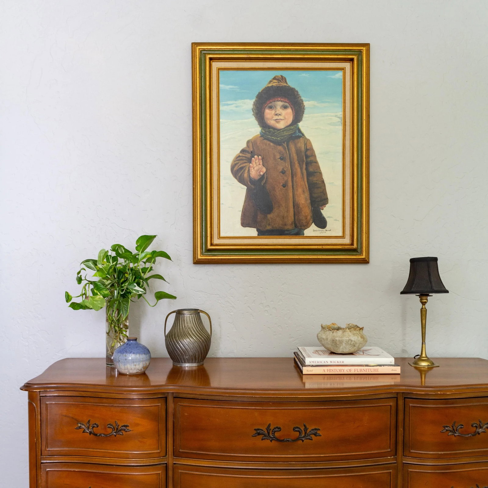 Oil Portrait Painting of a Child in the Snow | Signed and Framed - 2